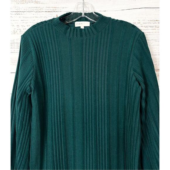NEW Perfect Peach Women's Long Sleeve High Neck Rib Detail Sweater Green Small - Picture 4 of 12